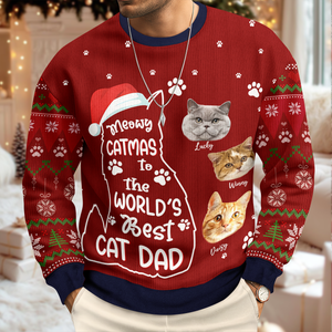 Custom Photo Meowy Catmas To The World Cat Ugly Sweater CH07 899462