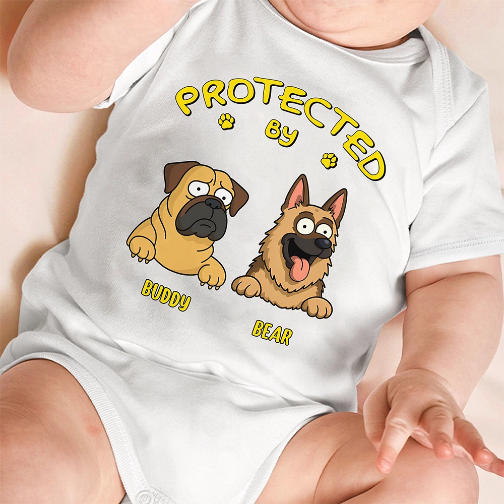 Baby Protected By Dogs Personalized Baby Onesie HA75 892142