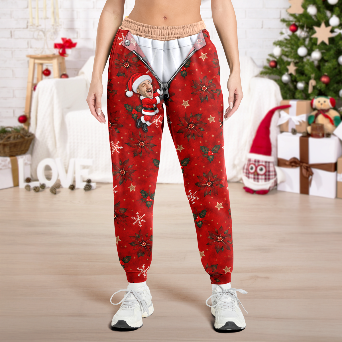 Custom Photo Zipper Santa Holiday Sweatpants Gift for Men & Woman TH10 171273