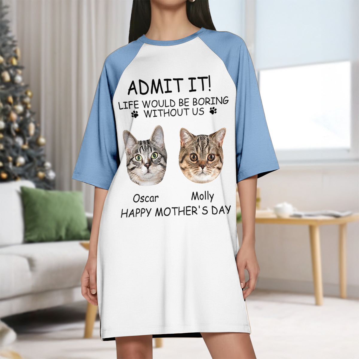 Custom Photo Life Would Be Boring Without Me Raglan Nightgown Gift For Mom TH10 169481