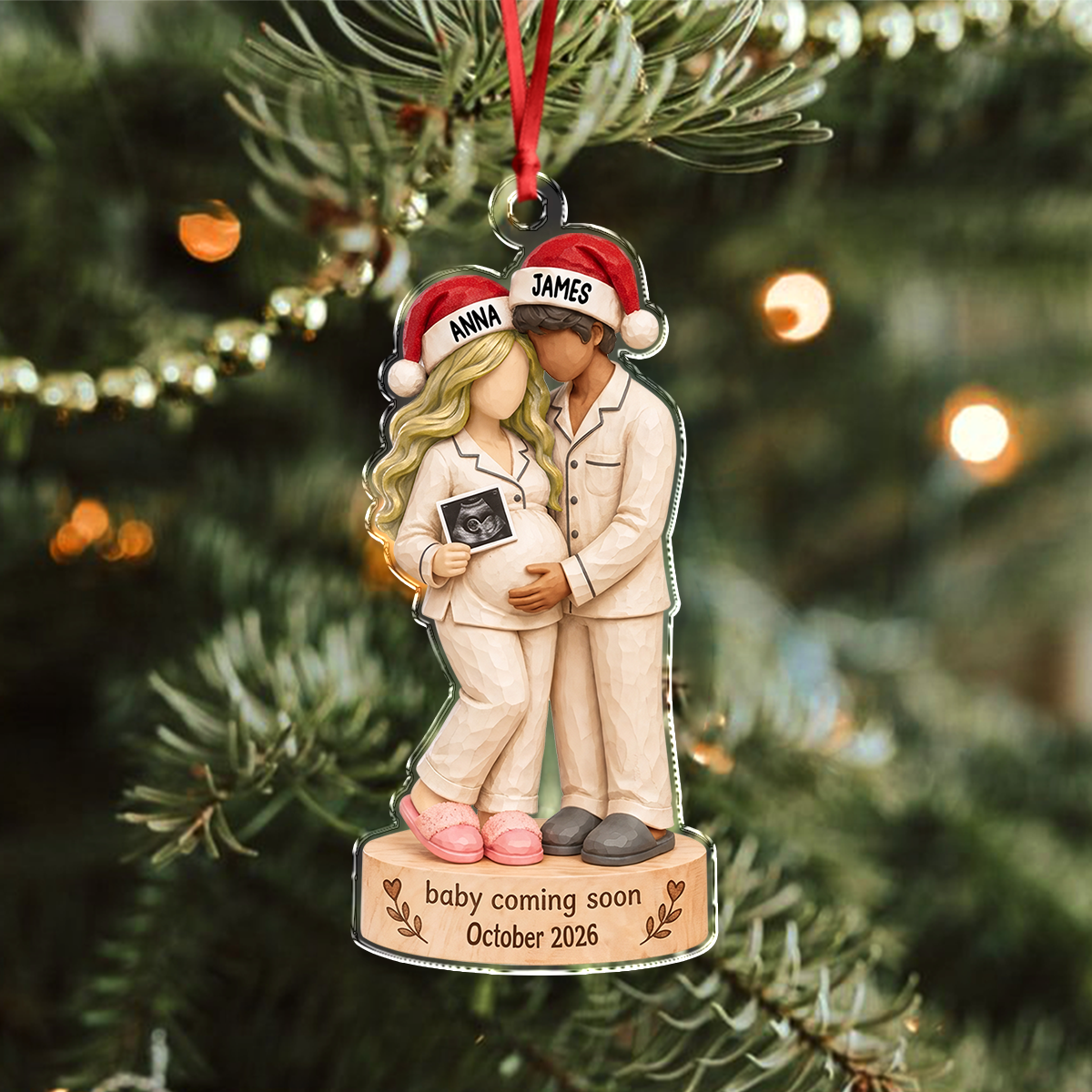 Custom Couple Pregnancy Ultrasound Acrylic Ornament Baby Announcement Christmas Keepsake CH07 180698