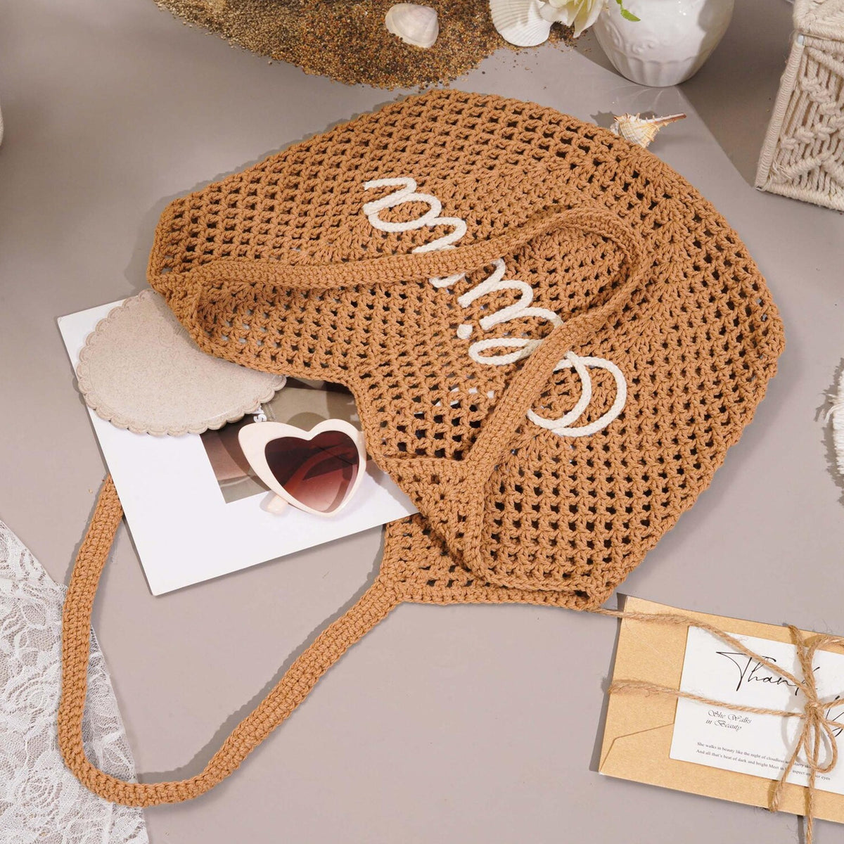 Custom Name Crochet Beach Bag - Summer Gift For Women, Mother's Day, Wife, Girlfriend HO82 902004
