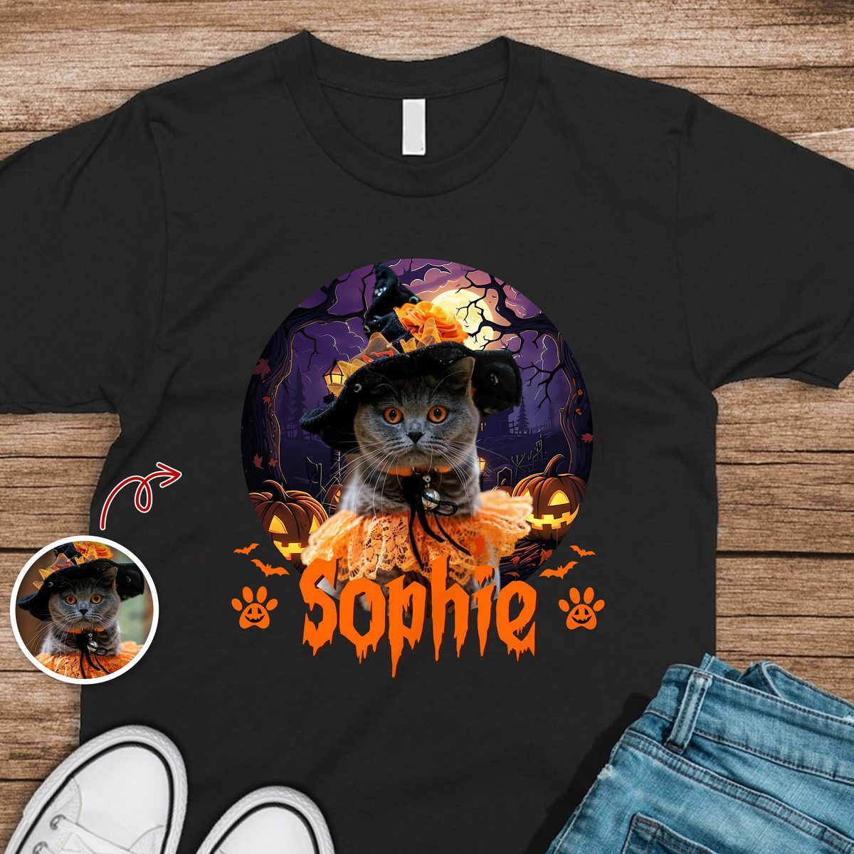 Custom Dog Cat Photo Funny Ghost Halloween Dark Shirt HO82 894978