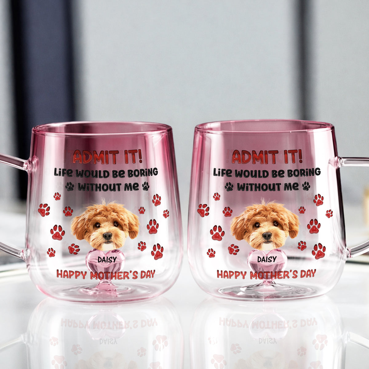 Custom Photo Life Would Be Boring Without Me Dog Cat Gradient Glass Mug HO82 901810