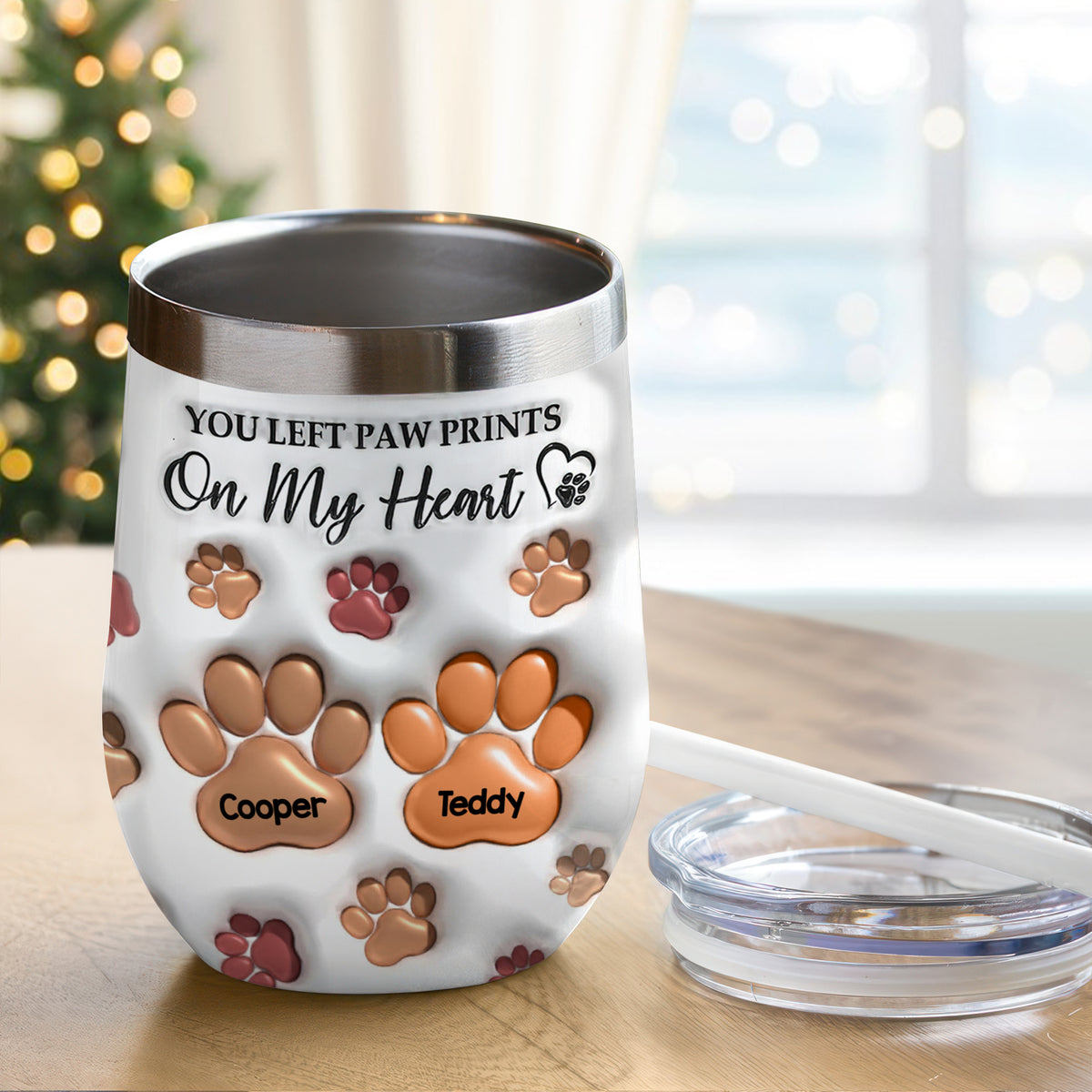 You Left Paw Prints On My Heart For Dog Lover Wine Tumbler TH10 894337