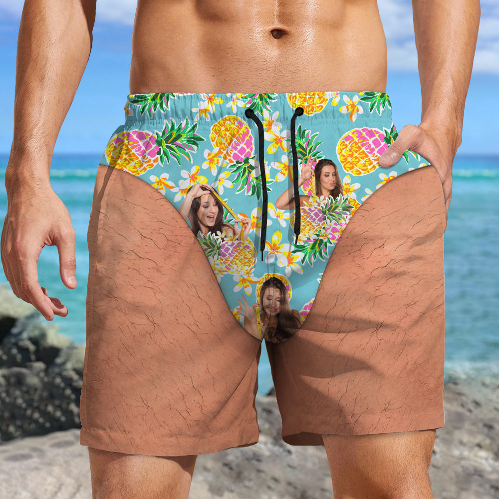 Custom Photo Summer Pattern Funny Men Beach Shorts, Travel Gifts For Men TH10 170475