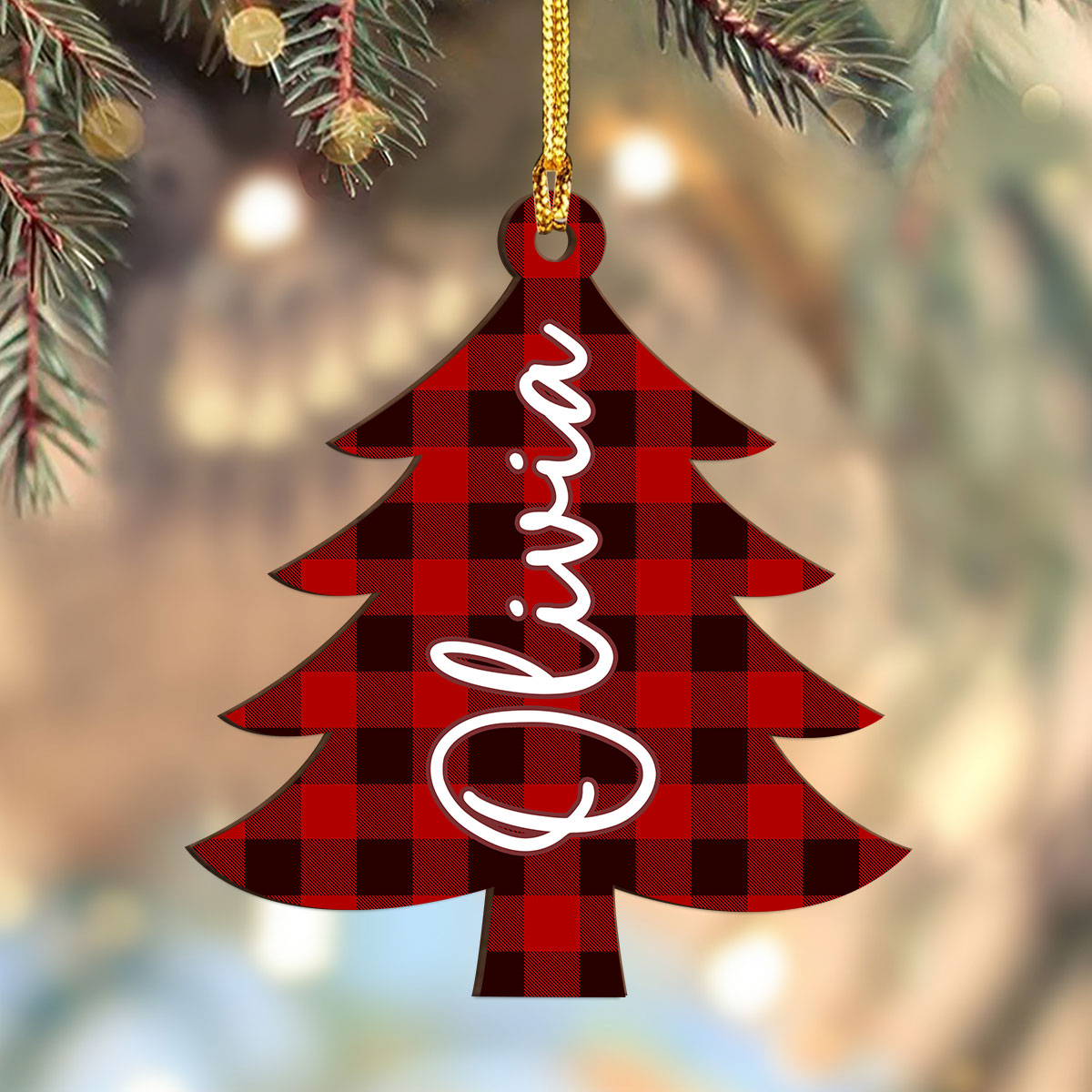 Personalized Family Christmas Tree With Pattern Wood Ornament HO82 903622