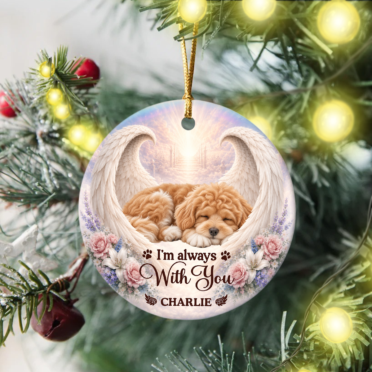 Custom Dog Photo I'm Always With You Memorial Ceramic Ornament HA75 919084