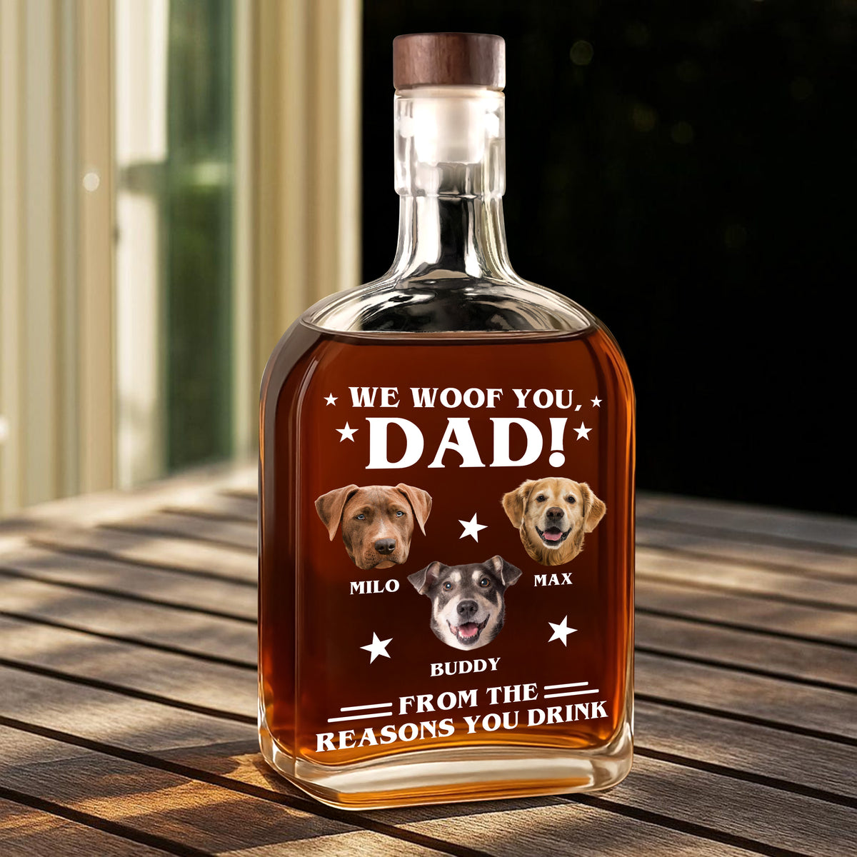 Custom Photo We Woof You - Dog Personalized Custom Whiskey Bottle - Father's Day, Gift For Dad, Pet Owners, Pet Lovers HO82 894074