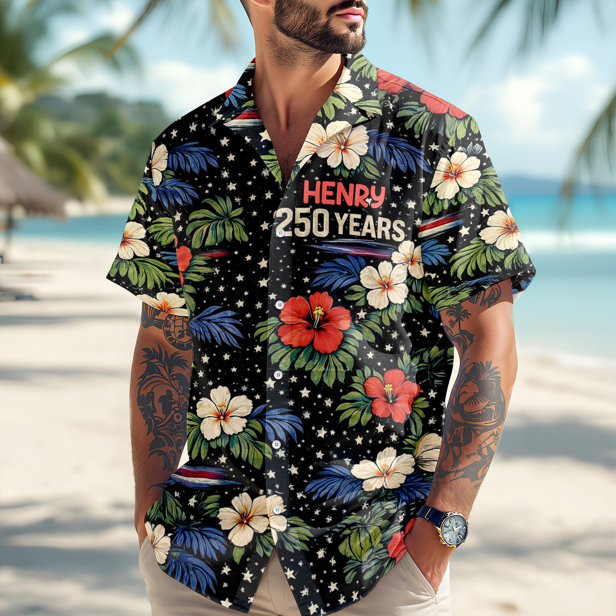 Custom Name 250 Years Semiquincentennial Eagles Tropical Hawaii Shirt LM32 899109