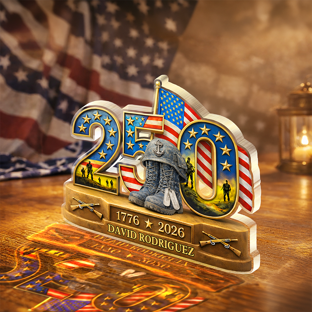 Personalized 250 Years Of Freedom 1776–2026 American Independence Acrylic Block Plaque - Veteran Gift, Patriotic Military Memorial Decor HO82 901890