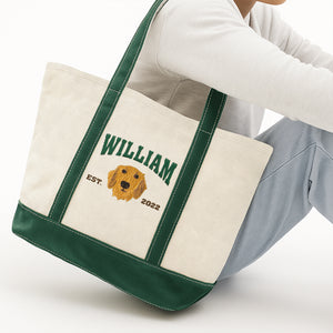 Custom Pet Face and Pet Name Embroidered Monogram Beach Bag HO82 894242