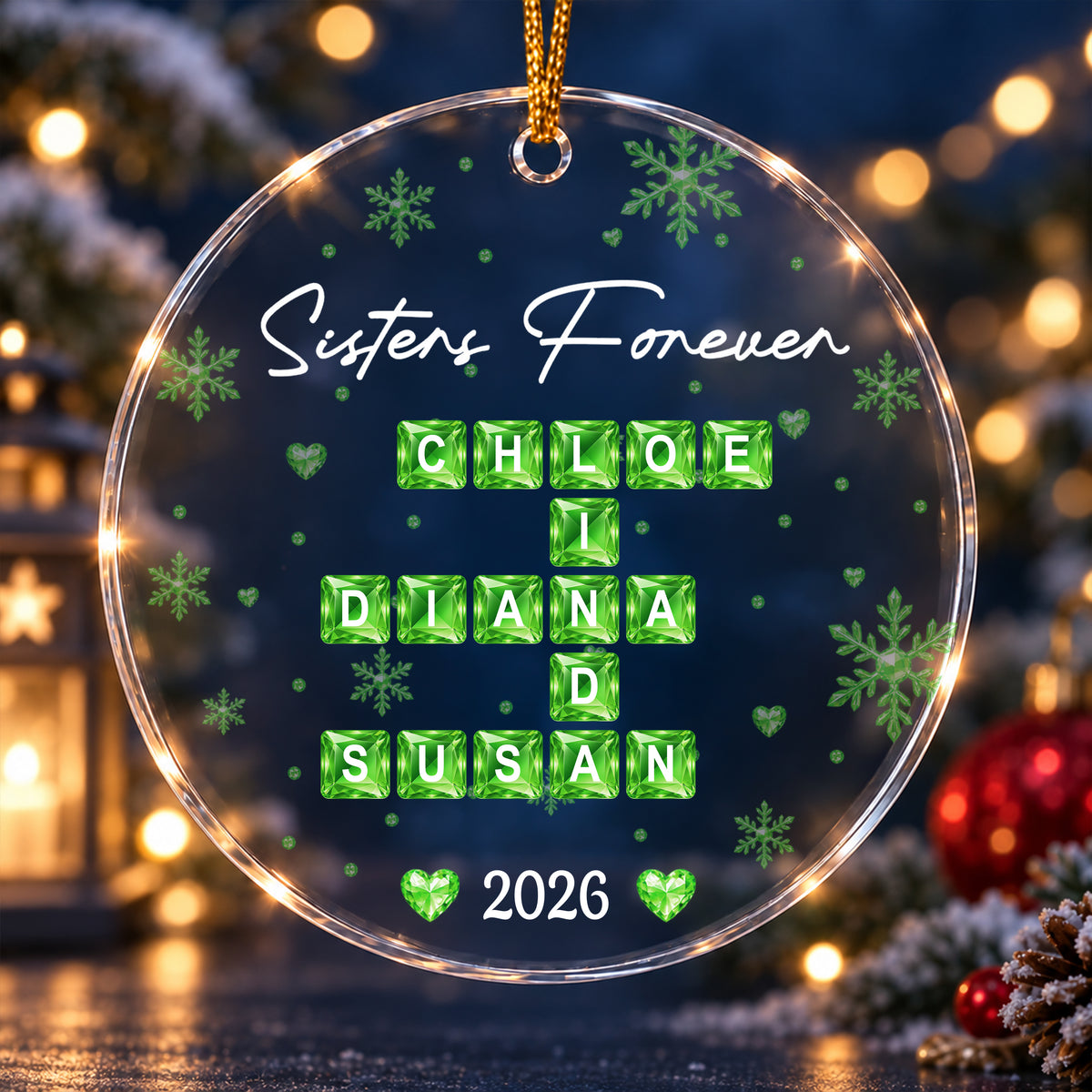 Personalized Custom Scrabble Crosswords Names Glass Ornament TH10 171007