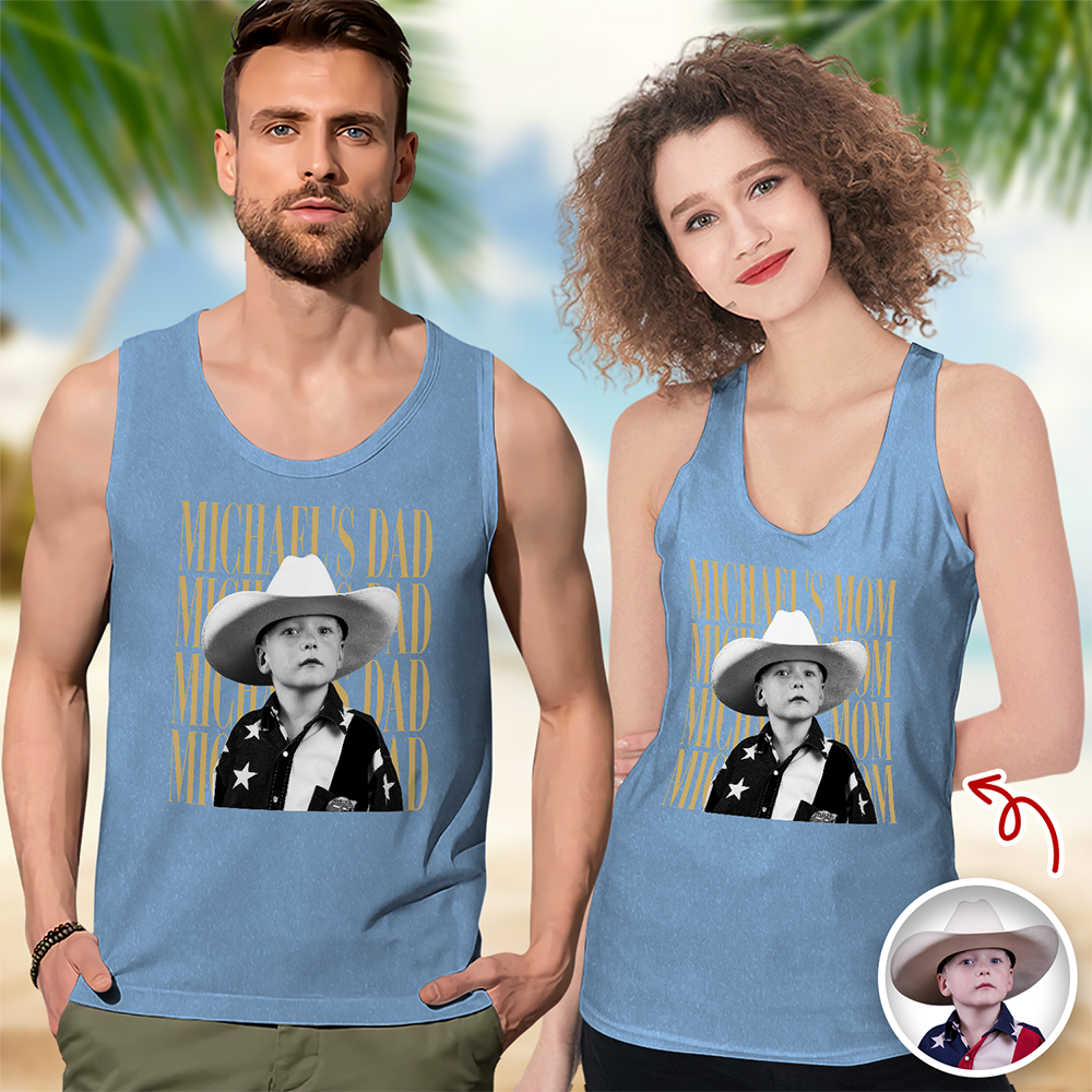 Personalized Vintage Photo Dad, Mom Tanktop CH07 911702