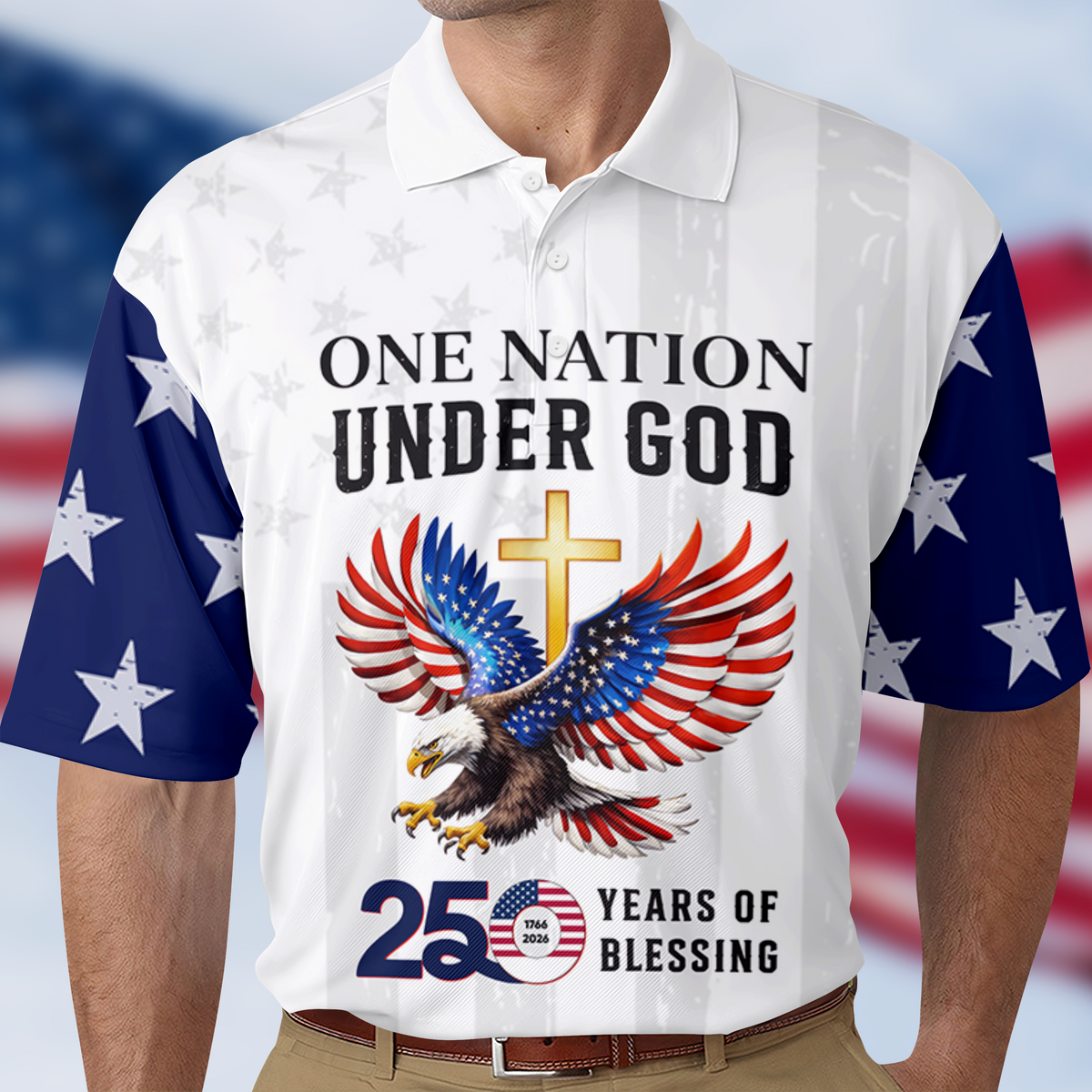 Personalized One Nation Under God America 250th 1776-2026 Polo Shirt LM32 899607