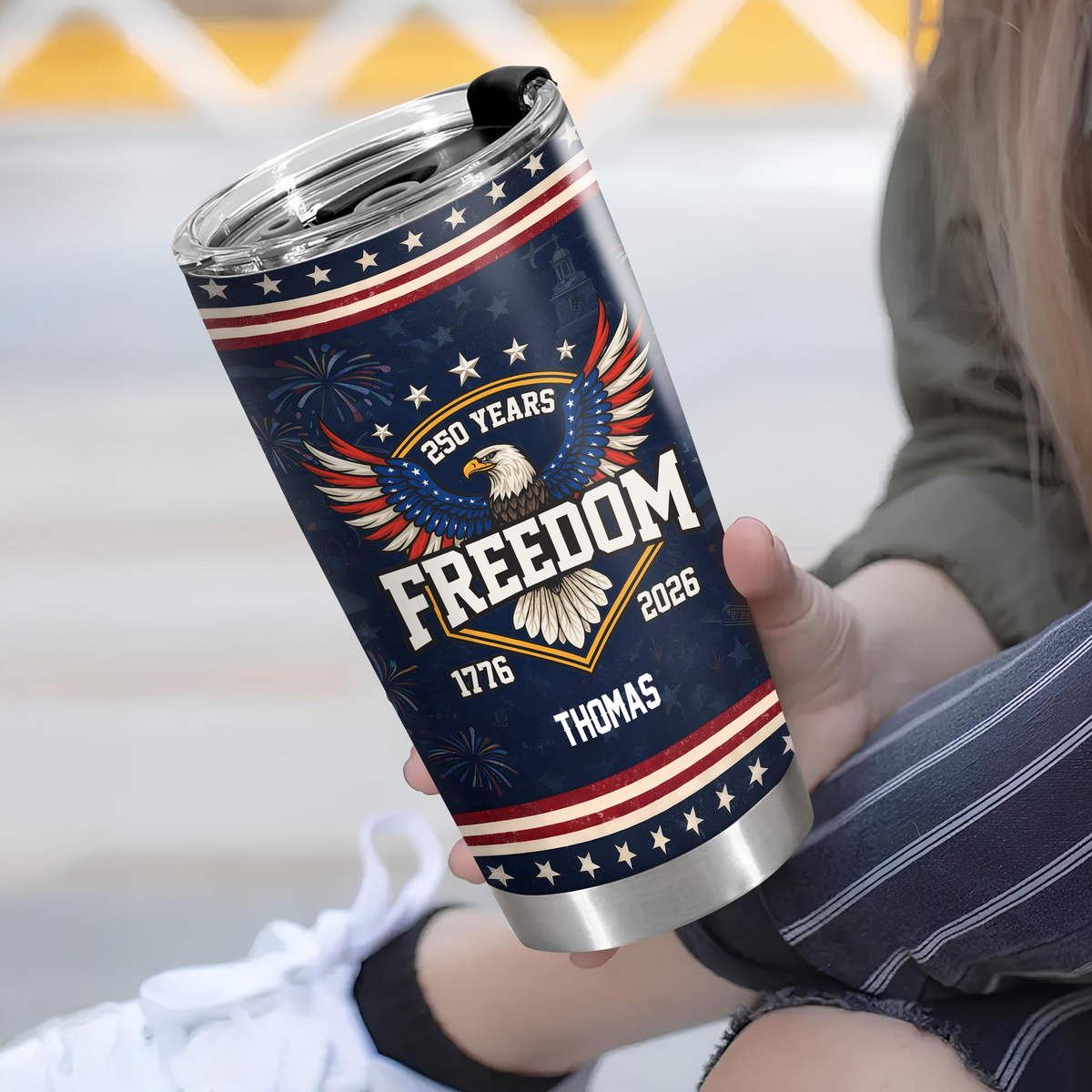 Custom Name America 250 Years of Freedom 1776–2026 Anniversary Fat Tumbler CH07 910552
