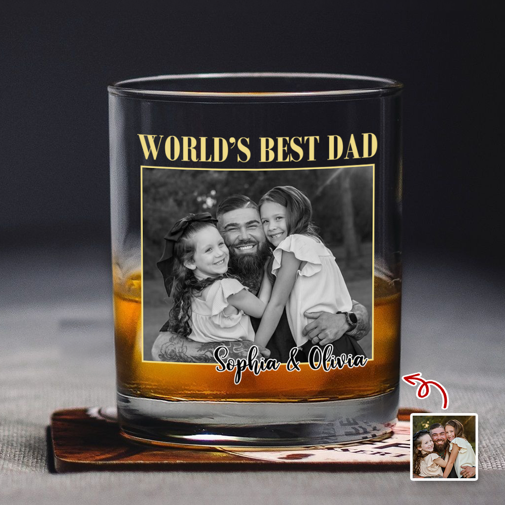 Custom Photo And Name World's Best Dad Whiskey Glass Father’s Day Gift TH10 169847