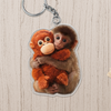 Cute Monkey Hugging Plush Acrylic Keychain, Baby Monkey Punch Keychain CH07 910868