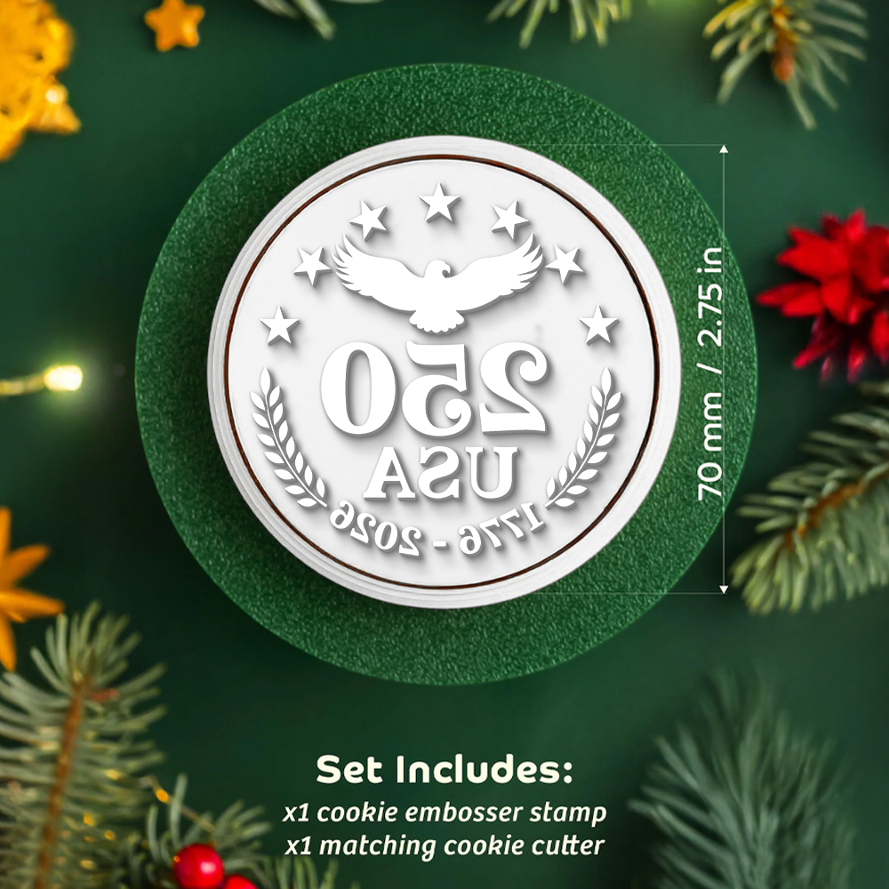 USA 250 Cookie Stamp – 1776–2026 America Anniversary Cookie Stamp CH07 911246