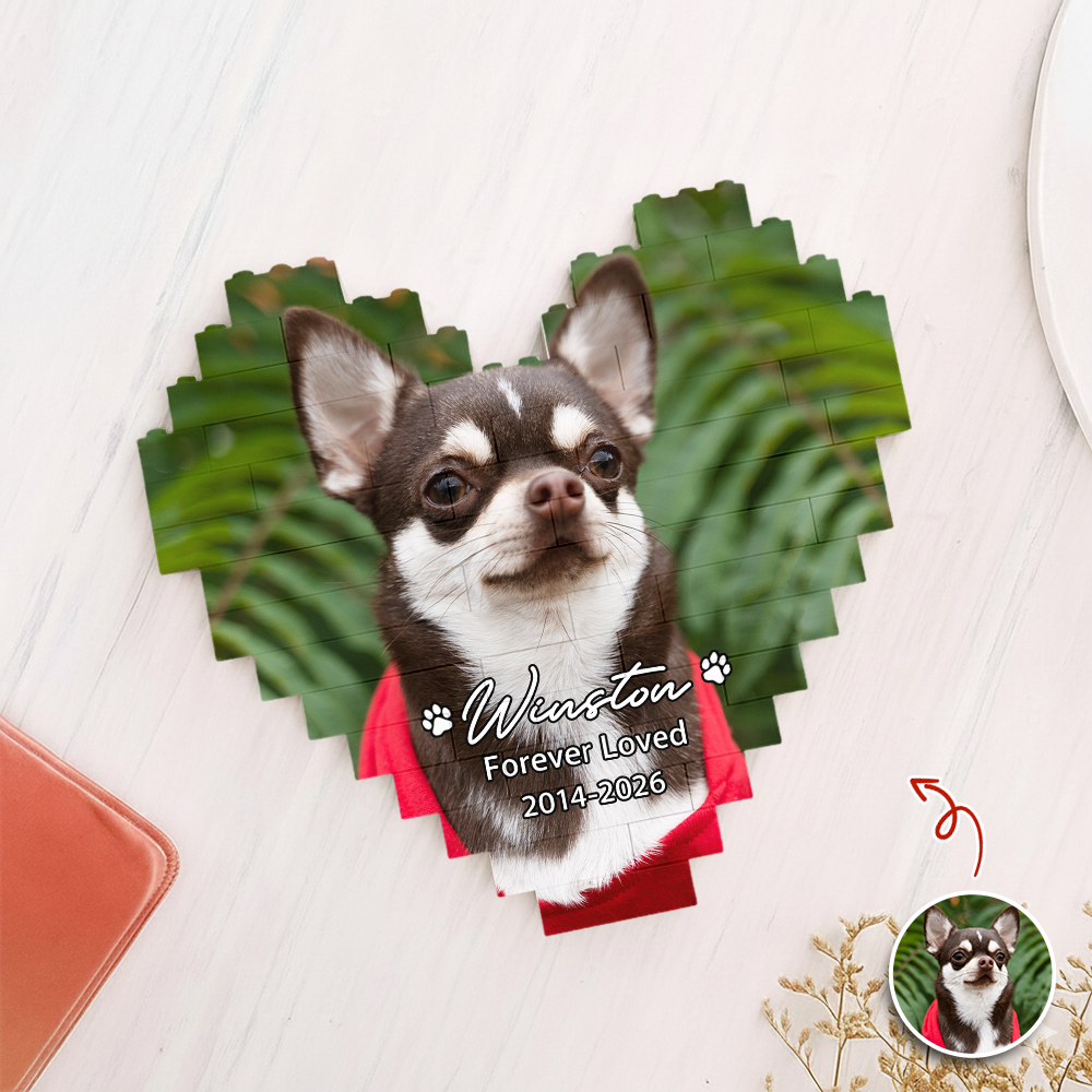 Custom Photo Forever Loved Dog Cat Memorial Building Brick Blocks TH10 898973