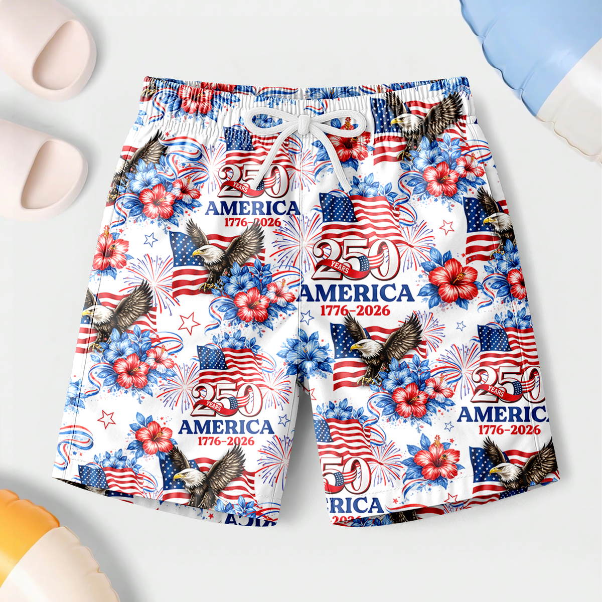250 Years America 1776-2026 Patriotic Beach Short HA75 920730