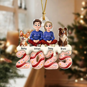 Personalized Family Christmas With Dog Acrylic Ornament HA75 897992