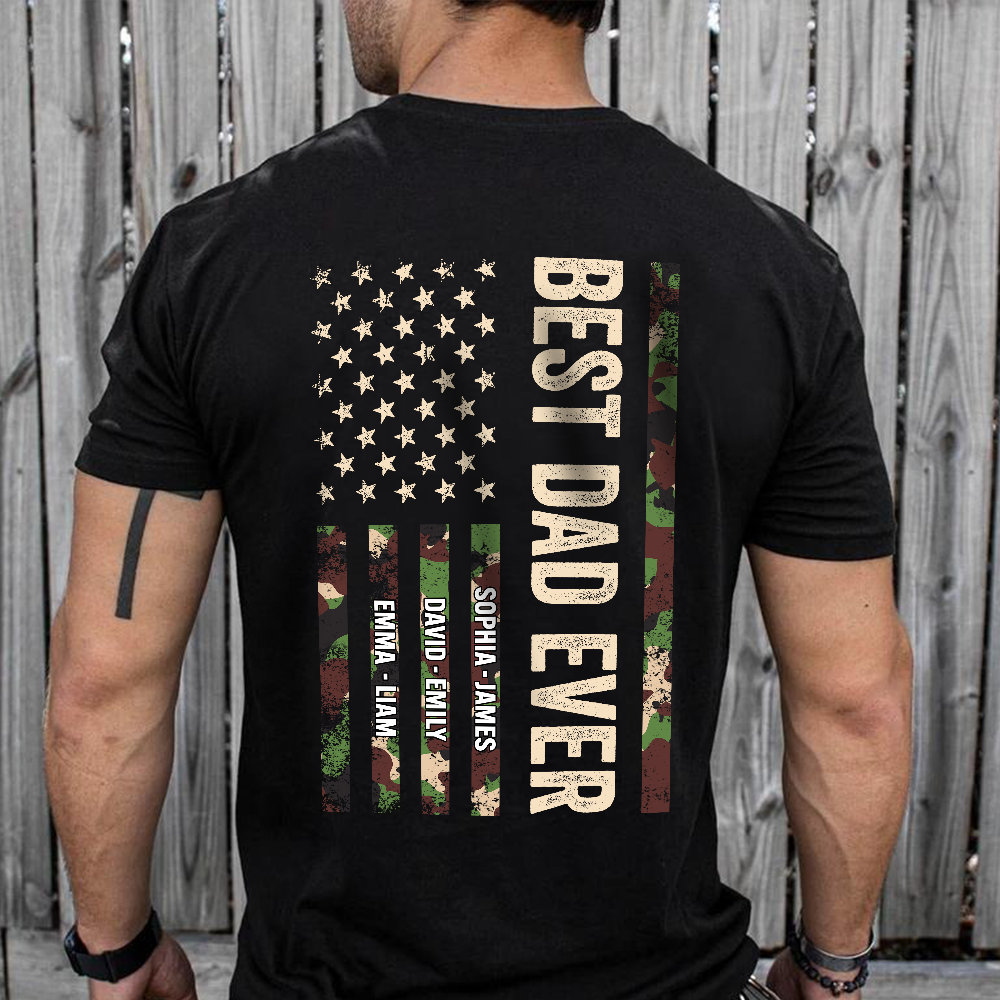 Personalized Best Dad Ever With US American Flag Back Shirt TH10 169721