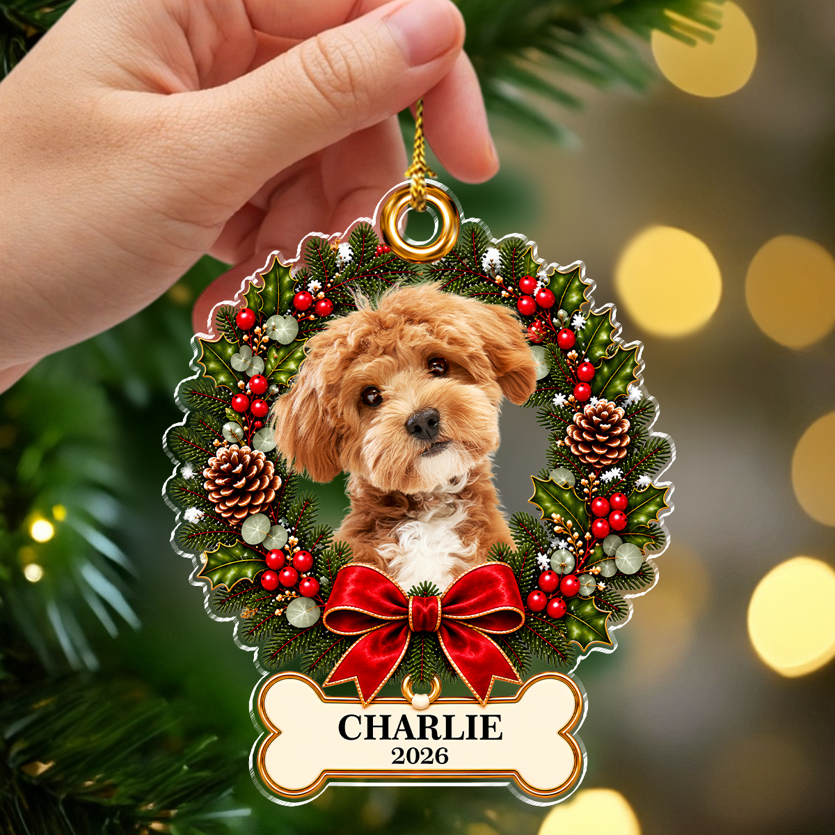 Personalized Pet Photo Christmas Acrylic Ornament Dog Lover Gift CH07 180746