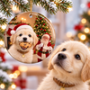 Custom Photo Funny Dog Steals Cookie From Santa Personalized Ceramic Ornament HA75 919588