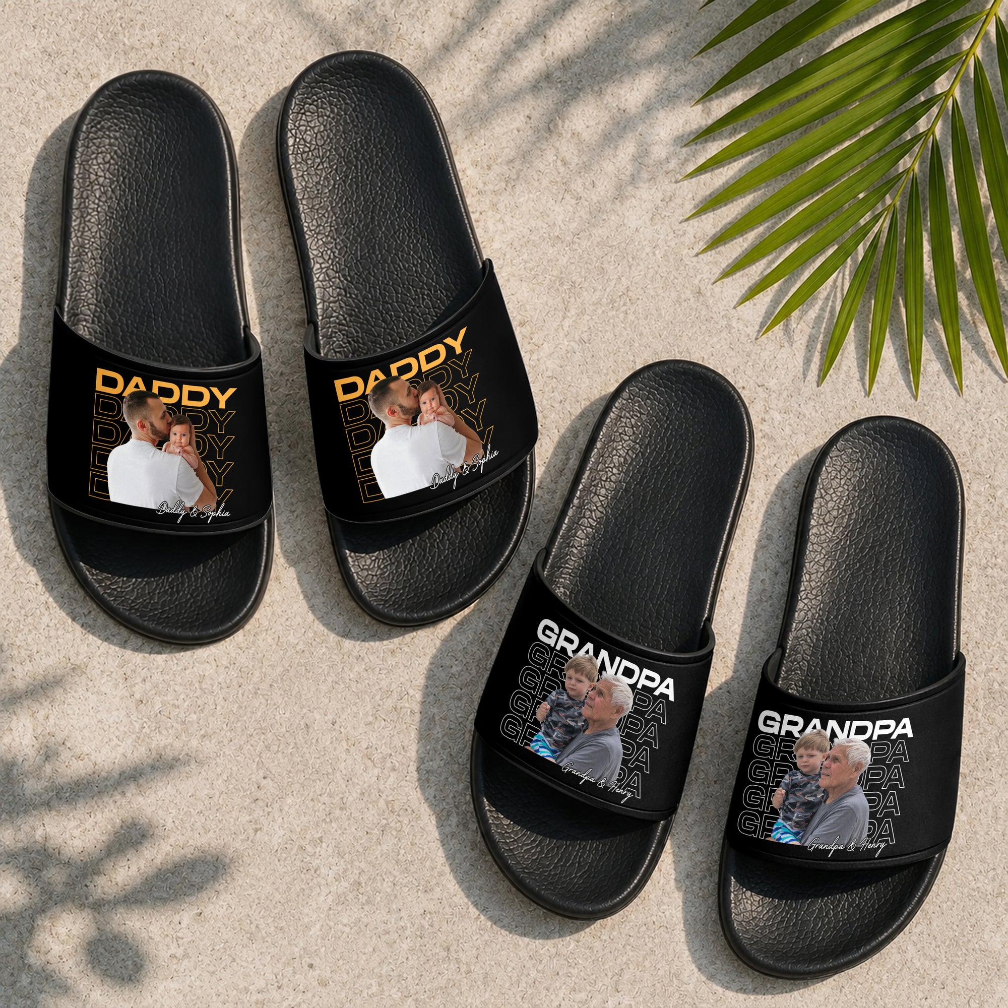 Custom Photo Dad Grandpa Title Personalized Slide Sandals - Gift For Dad Mom, Father's Day HA75 921490
