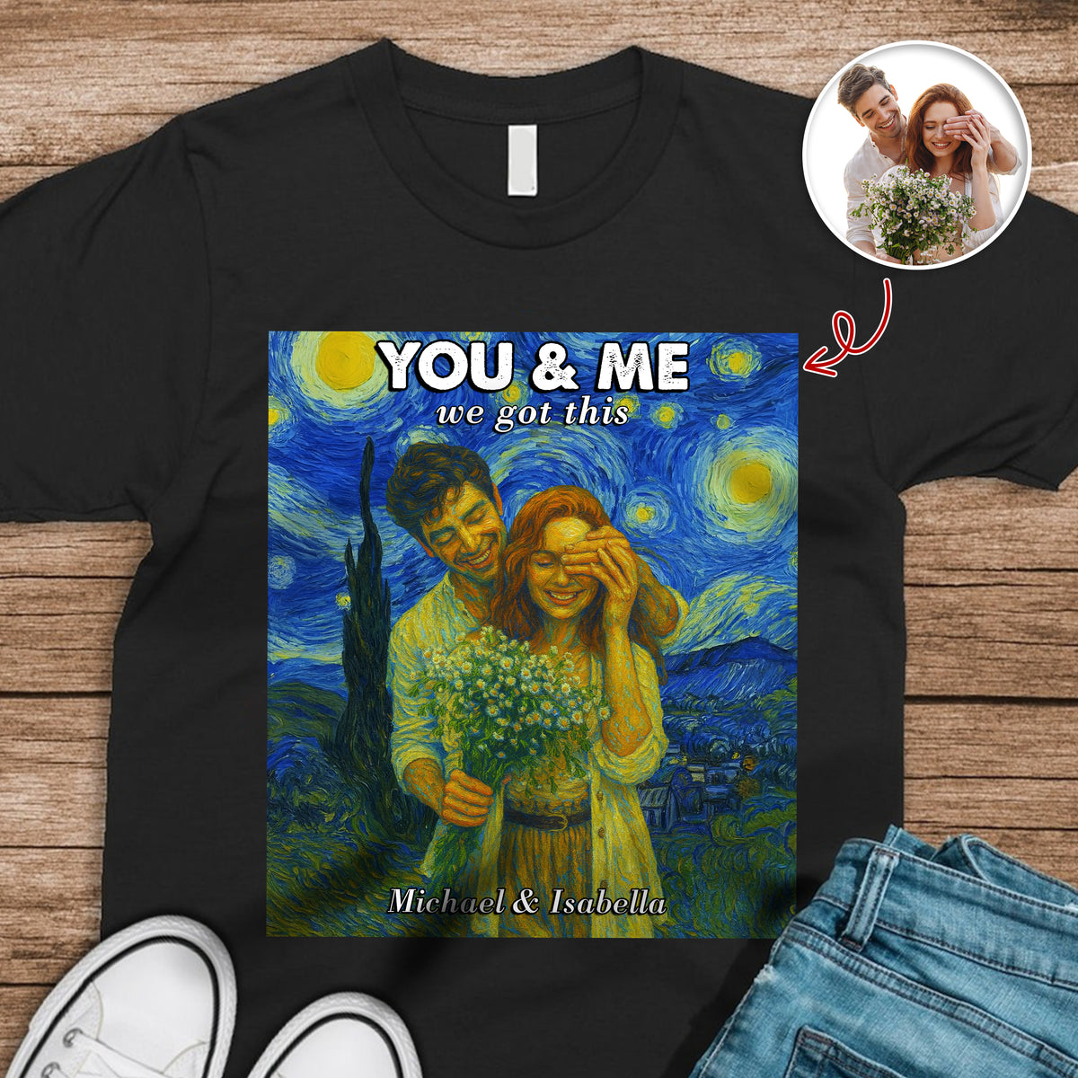 Custom Photo You And Me We Got This Under Starry Night - Personalized Dark Shirt CH07 896462