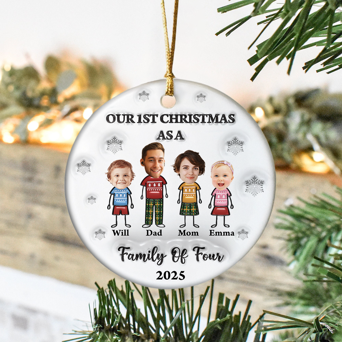 First Christmas As A Family Personalized 3D Inflated Effect Ceramic Ornament CH07 899496