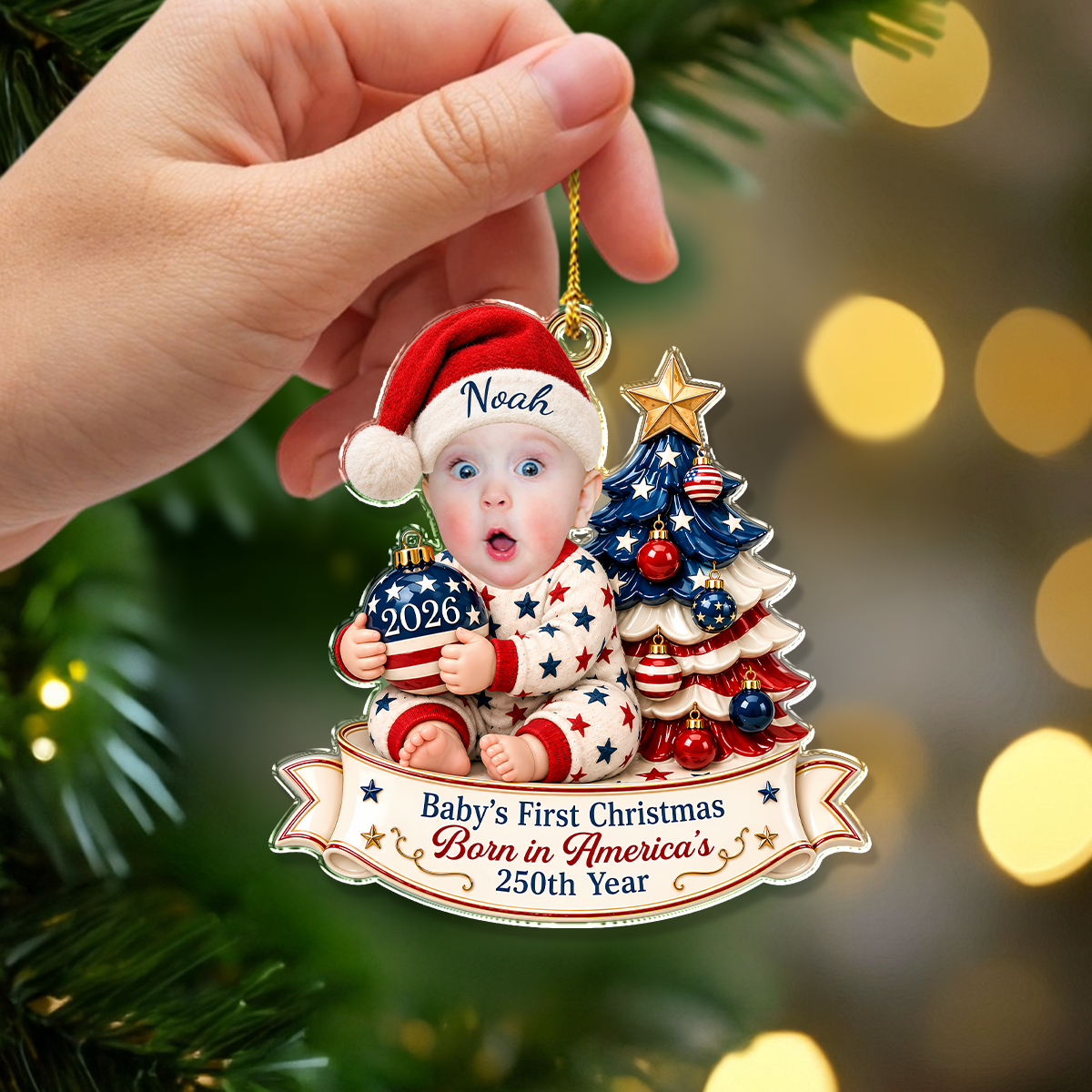 Custom Baby Photo First Christmas Acrylic Ornament HA75 919160