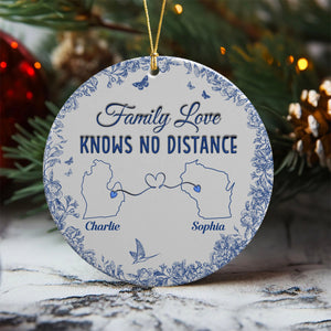 Family Love Knows No Distance Toile De Jouy Style Personalized 3D Inflated Effect Ceramic Ornament HO82 894746
