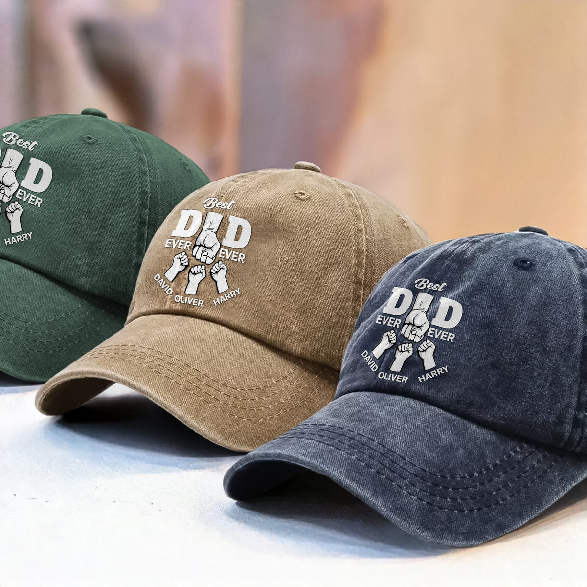 Personalized Cap - Best Dad Ever Ever Washed Denim Baseball Cap HA75 892476
