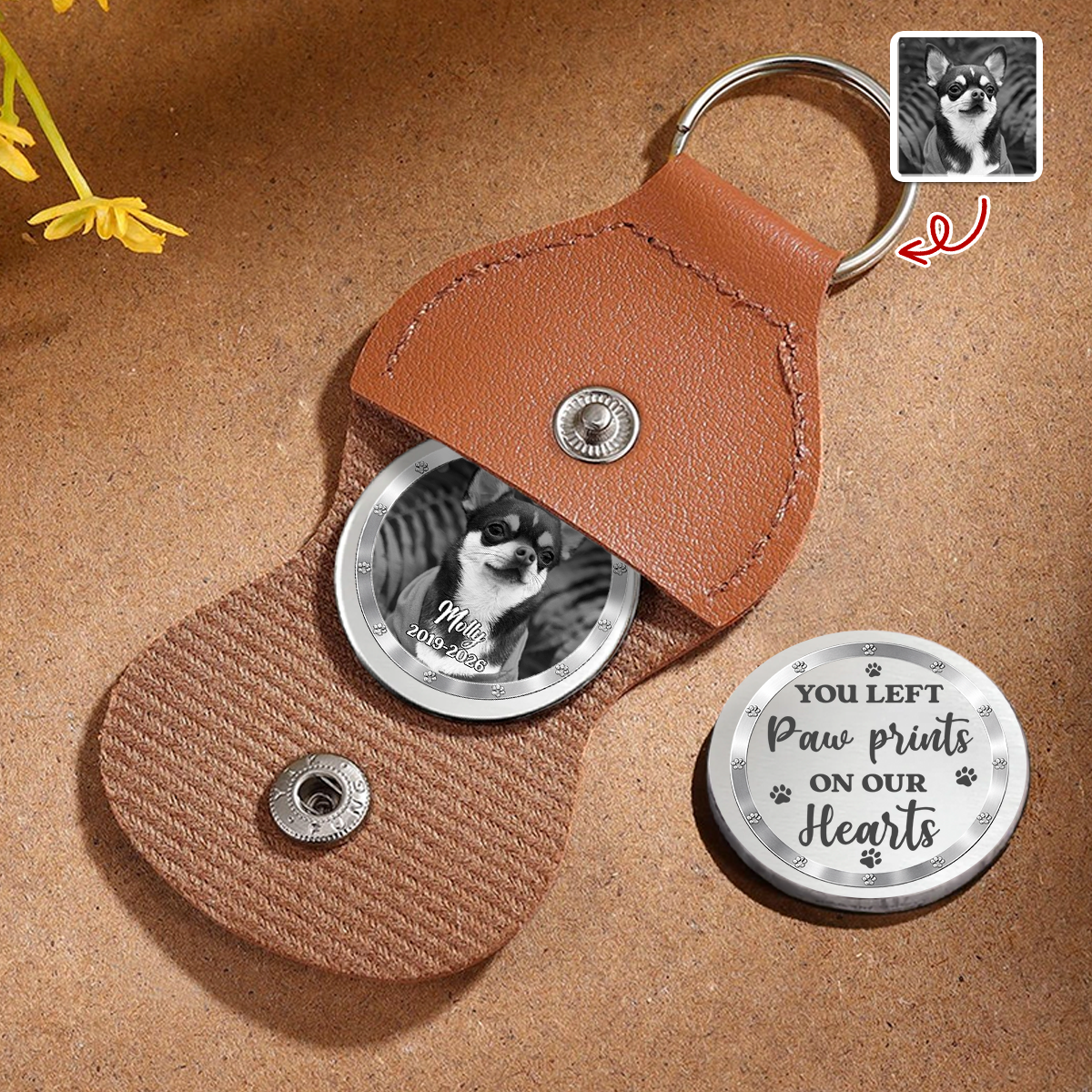 Custom Photo You Left Paw Prints On Our Hearts Memorial Pocket Hug TH10 169047