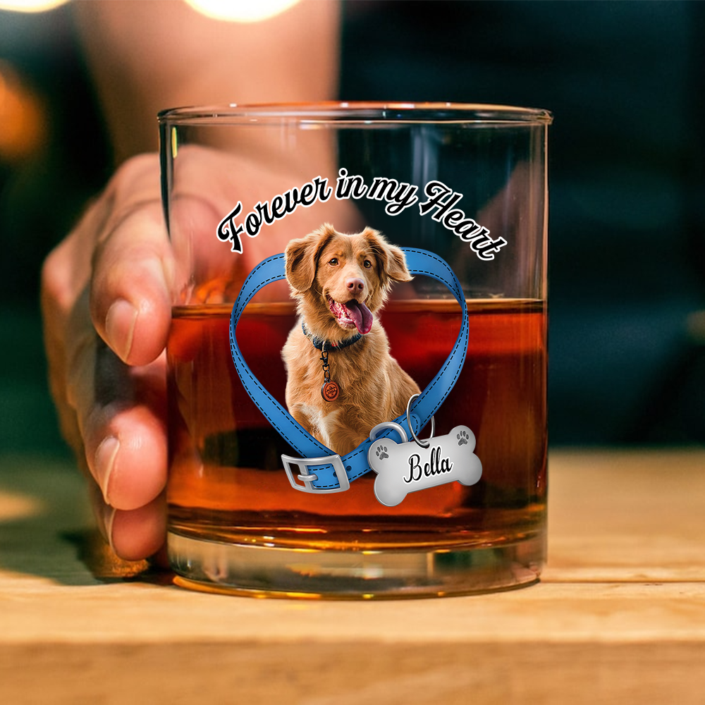 Custom Photo Forever In My Heart Memorial Whiskey Glass For Dog Lovers CH07 911254