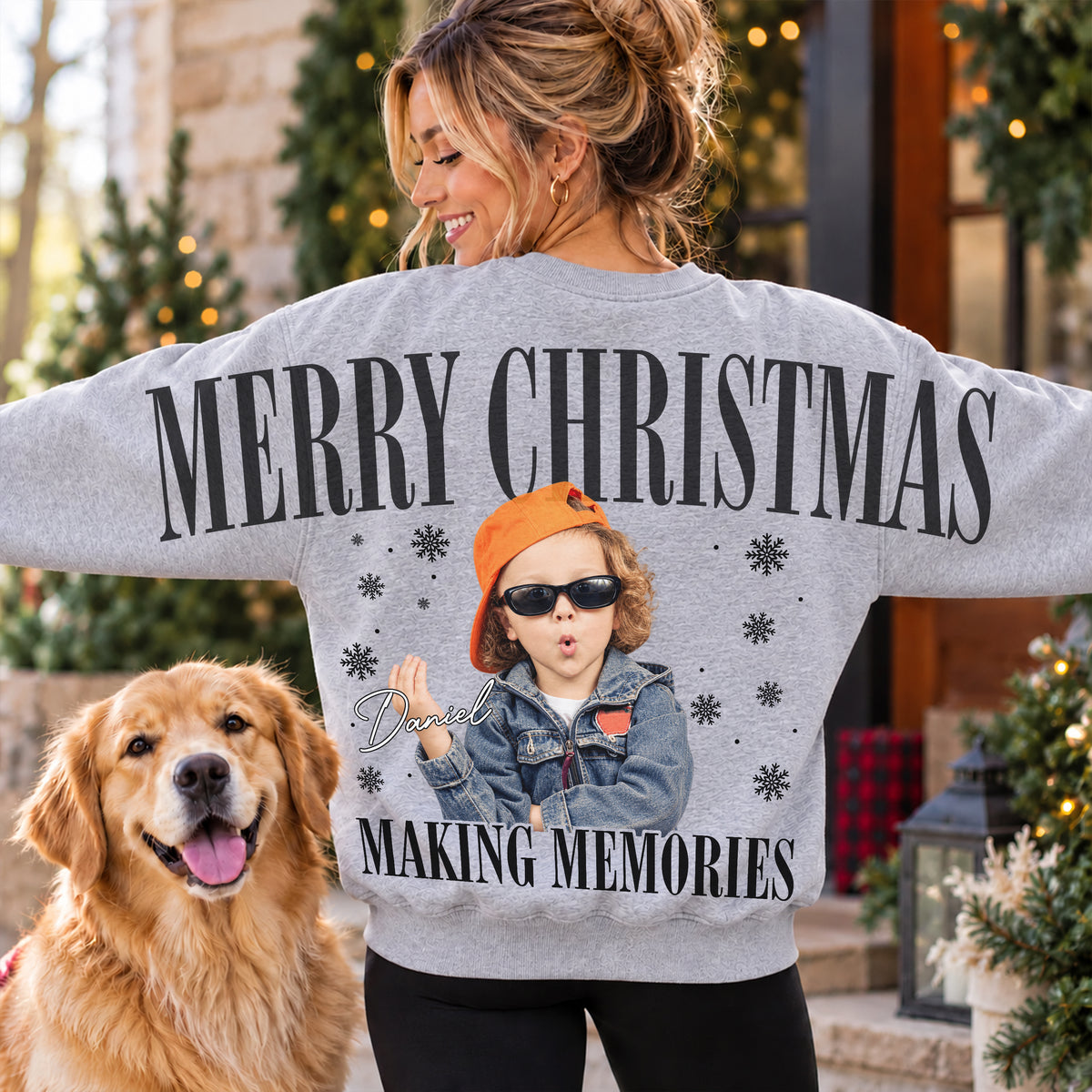 Custom Photo Merry Christmas Making Memories Shoulder to Shoulder Hoodie, Sweatshirt LM32 670477