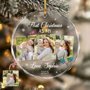 Custom Photo First Christmas As My Dad Circle Glass Ornament CH07 899036