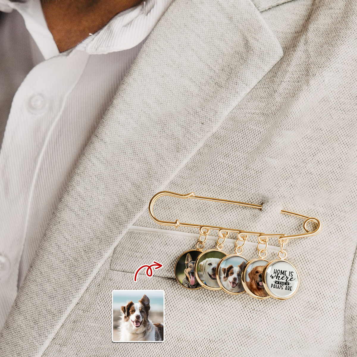 Custom Photo Home Is Where The Paws Are Boutonniere Lapel Pin TH10 896031