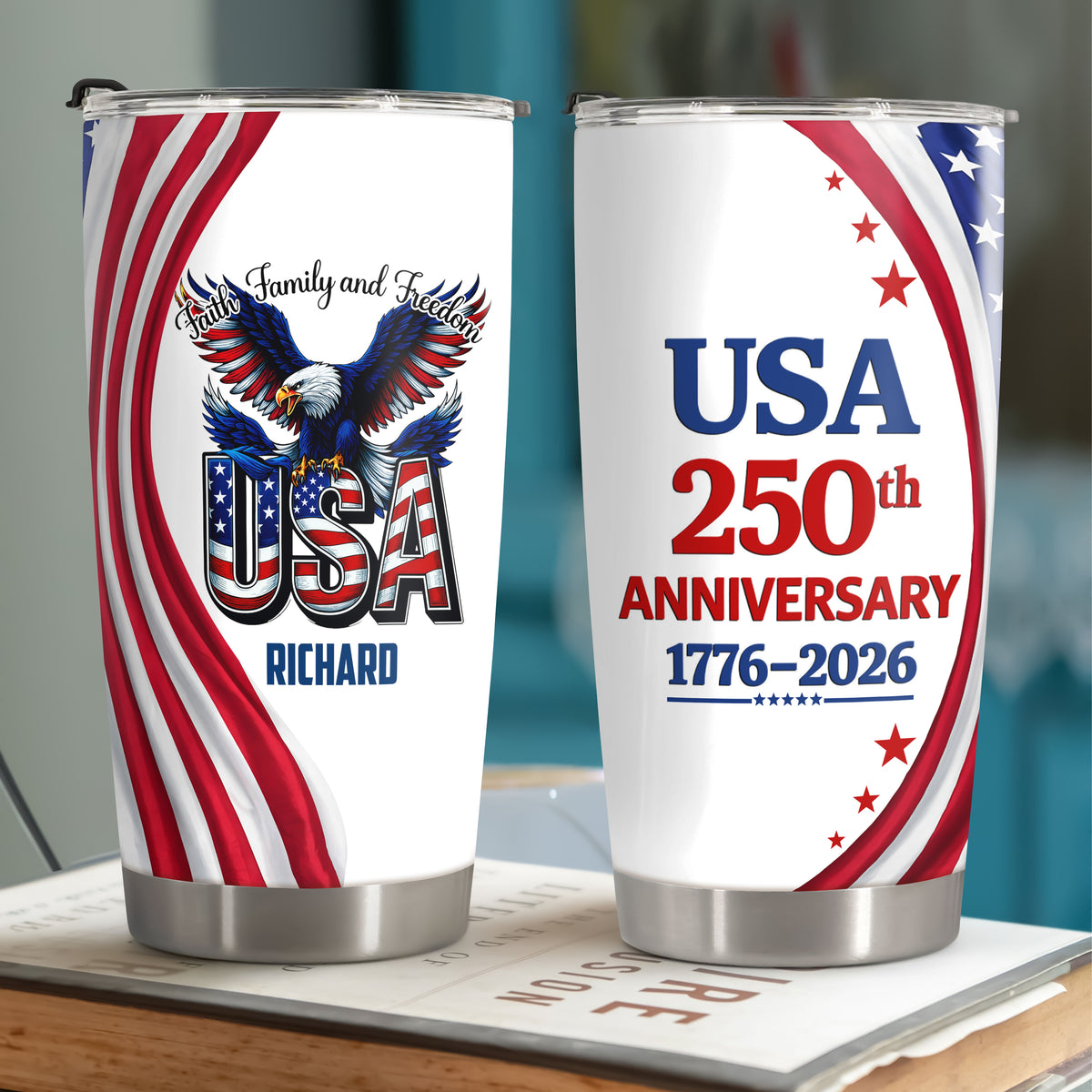 Personalized USA 250th Anniversary 1776-2026 Fat Tumbler HA75 921026