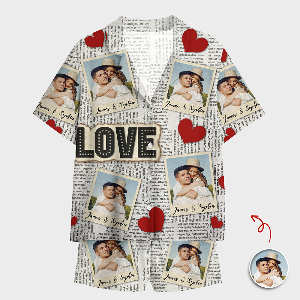 Custom Photo Newspaper Short Pajamas Funny Love Gift For Couples CH07 895528