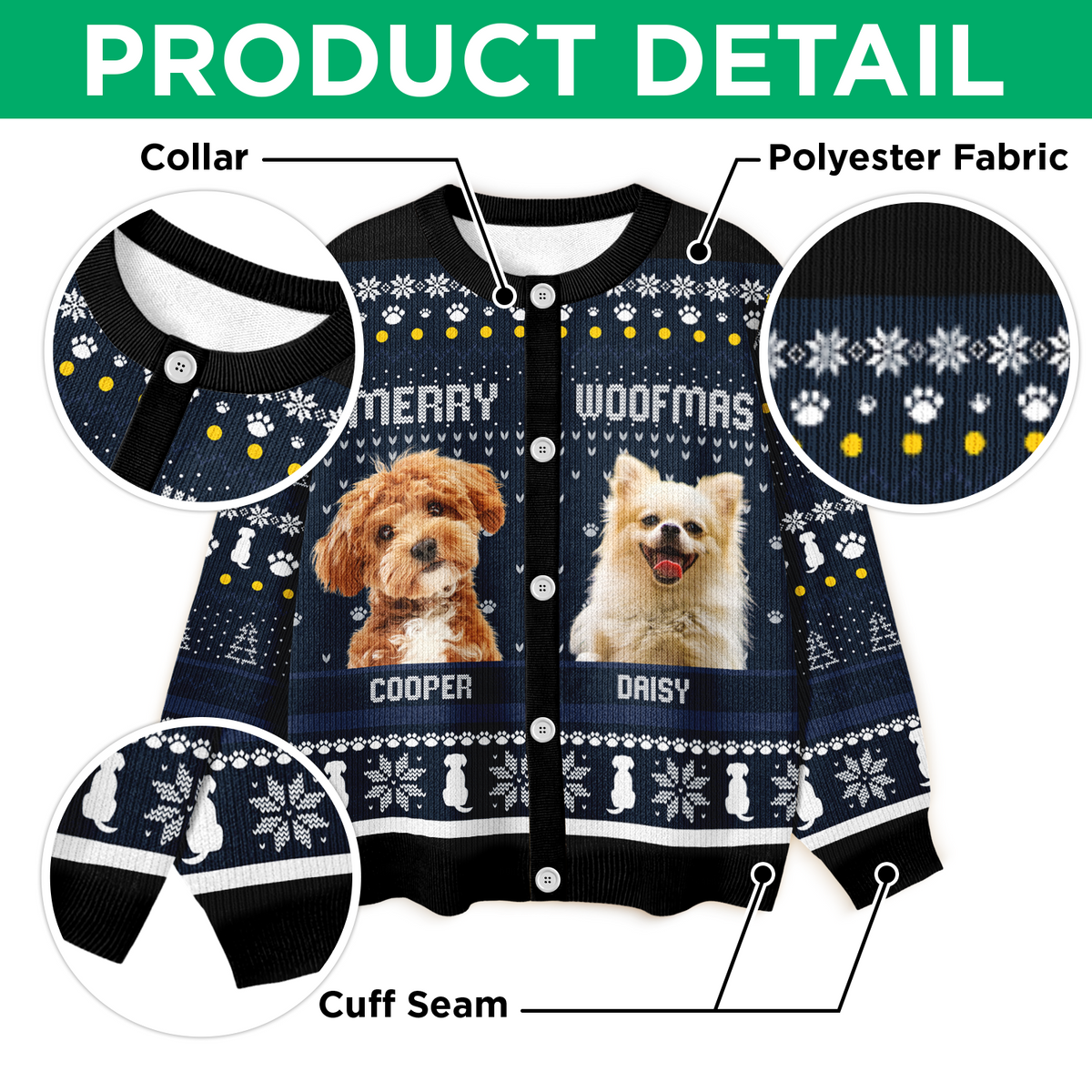 Custom Photo Merry Woofmas Christmas Ugly Cardigan TH10 896375