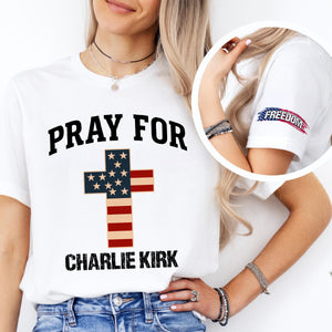 Pray For Charlie Kirk Christian Faith Tribute Sleeve Tee Shirt LM32 65799