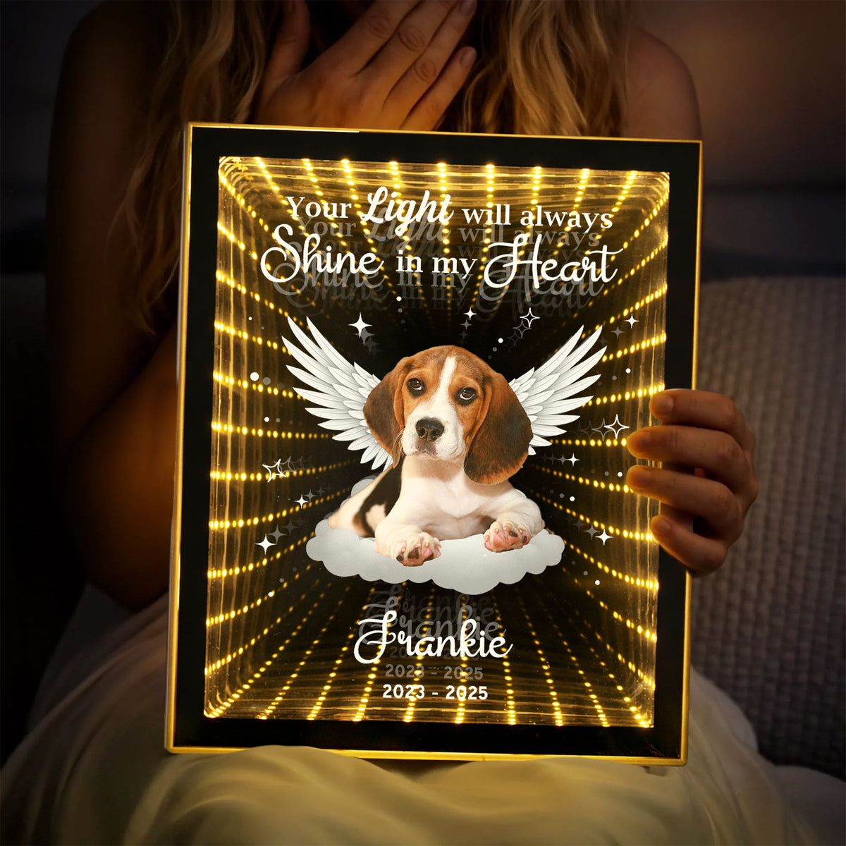 Custom Photo Dog Cat Pet Your Light Will Always Shine In My Heart Memorial Infinity Mirror Light Box HO82 901626
