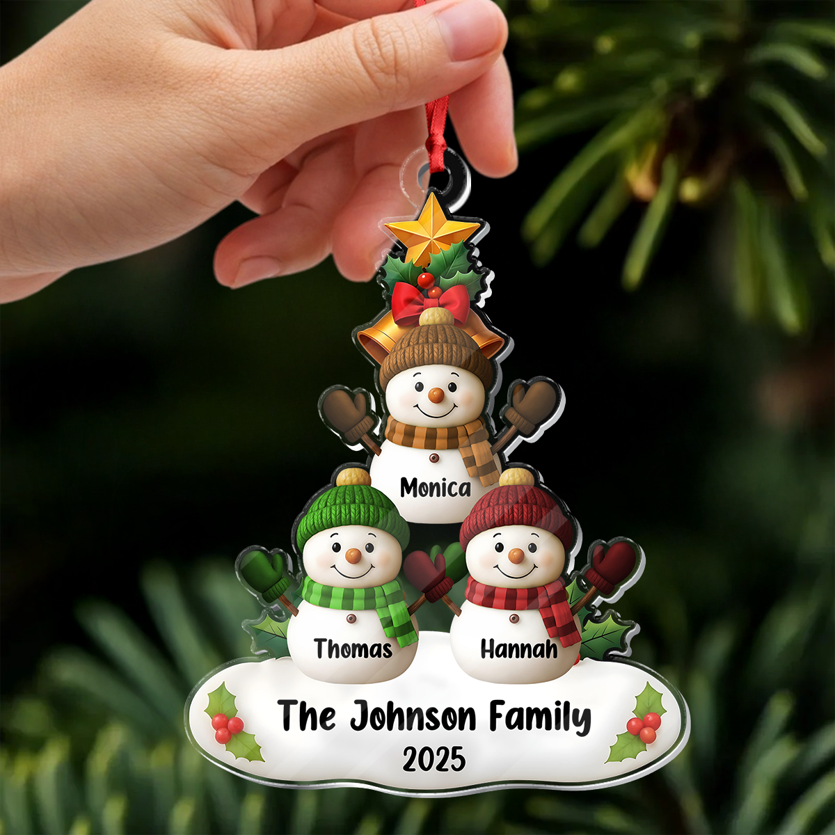 Custom Snowman Family Acrylic Ornament Gift For Christmas HO82 900074