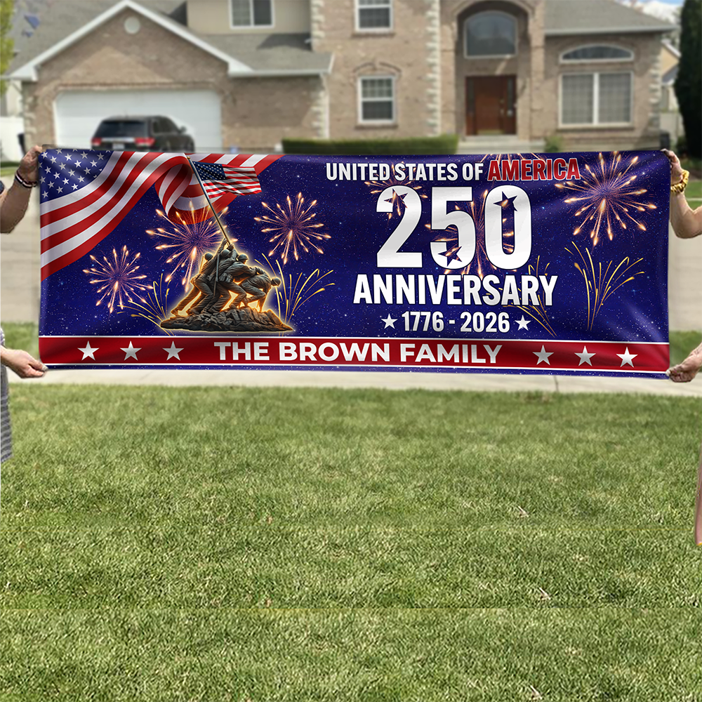 Personalized Family Name 1776-2026 250th Anniversary USA Patriotic Banner HA75 920728