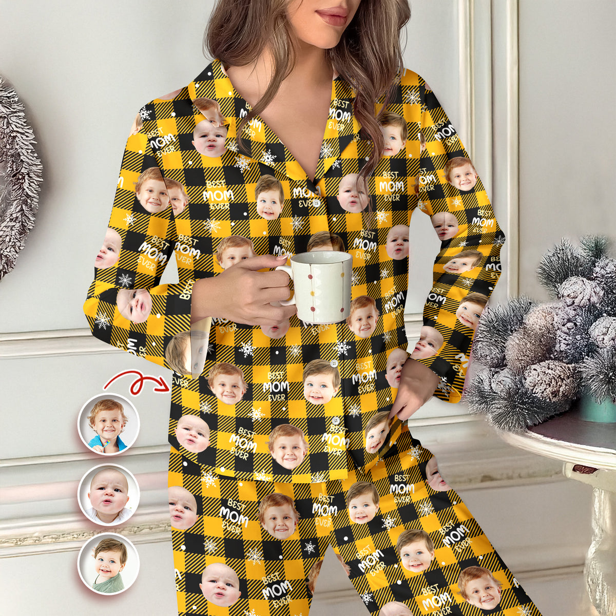 Custom Face Photo Best Dad Mom Ever Christmas Pajamas CH07 180892
