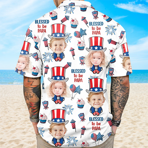 Custom Photo Blessed To Be Grandpa - Personalized Photo Hawaii Shirt CH07 895754