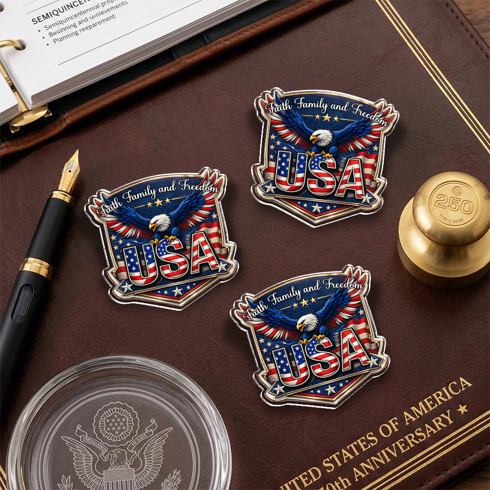 Faith, Family & Freedom America 250 Years Eagle Acrylic Pin CH07 911070